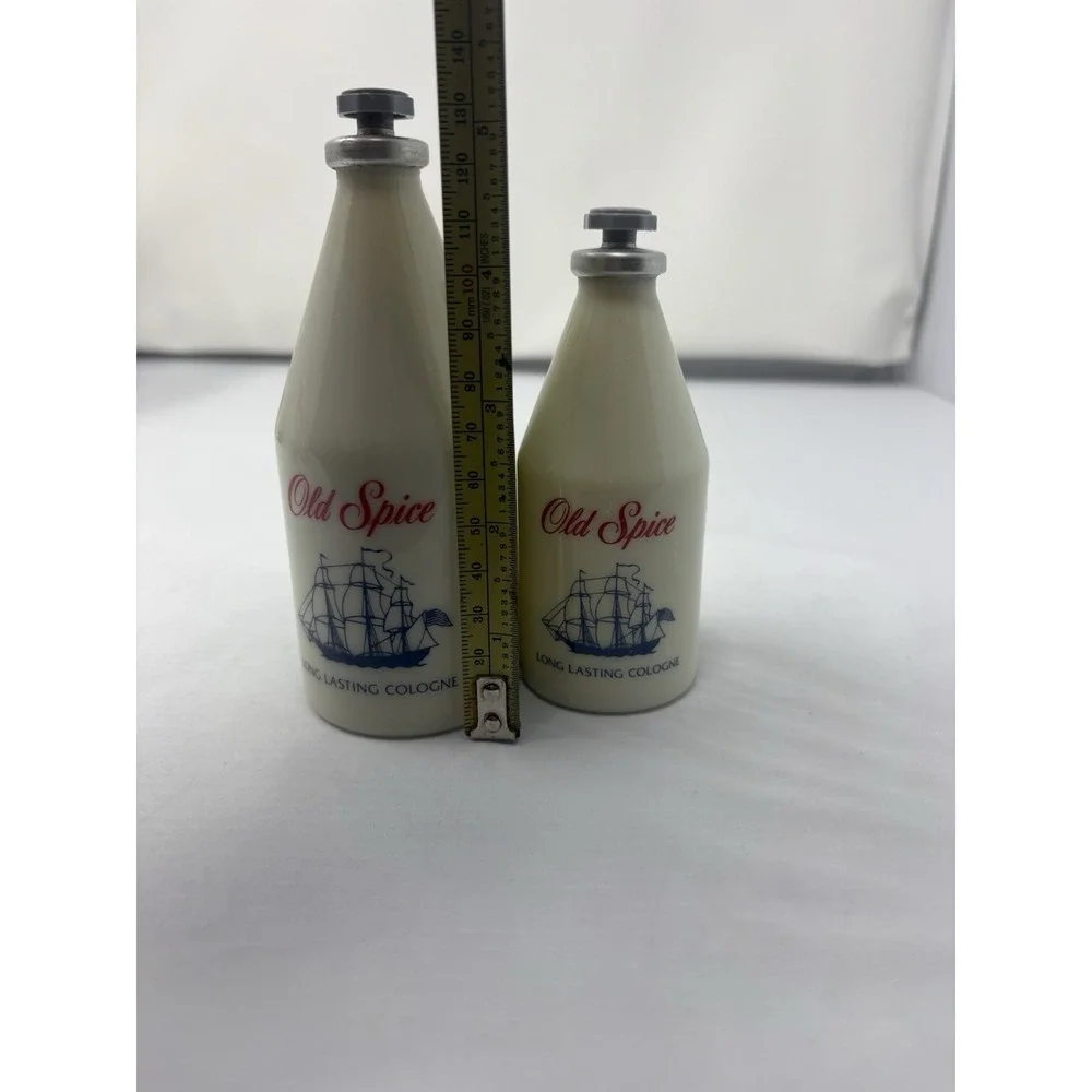 Vintage Old Spice Orignial Milk Glass After Shave Long Lasting Star Tops Empty 2